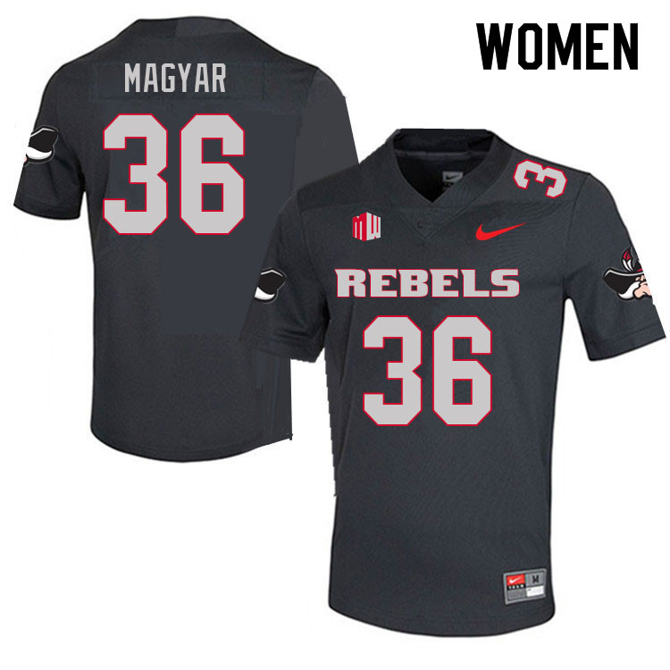 Women #36 Chad Magyar UNLV Rebels College Football Jerseys Sale-Charcoal